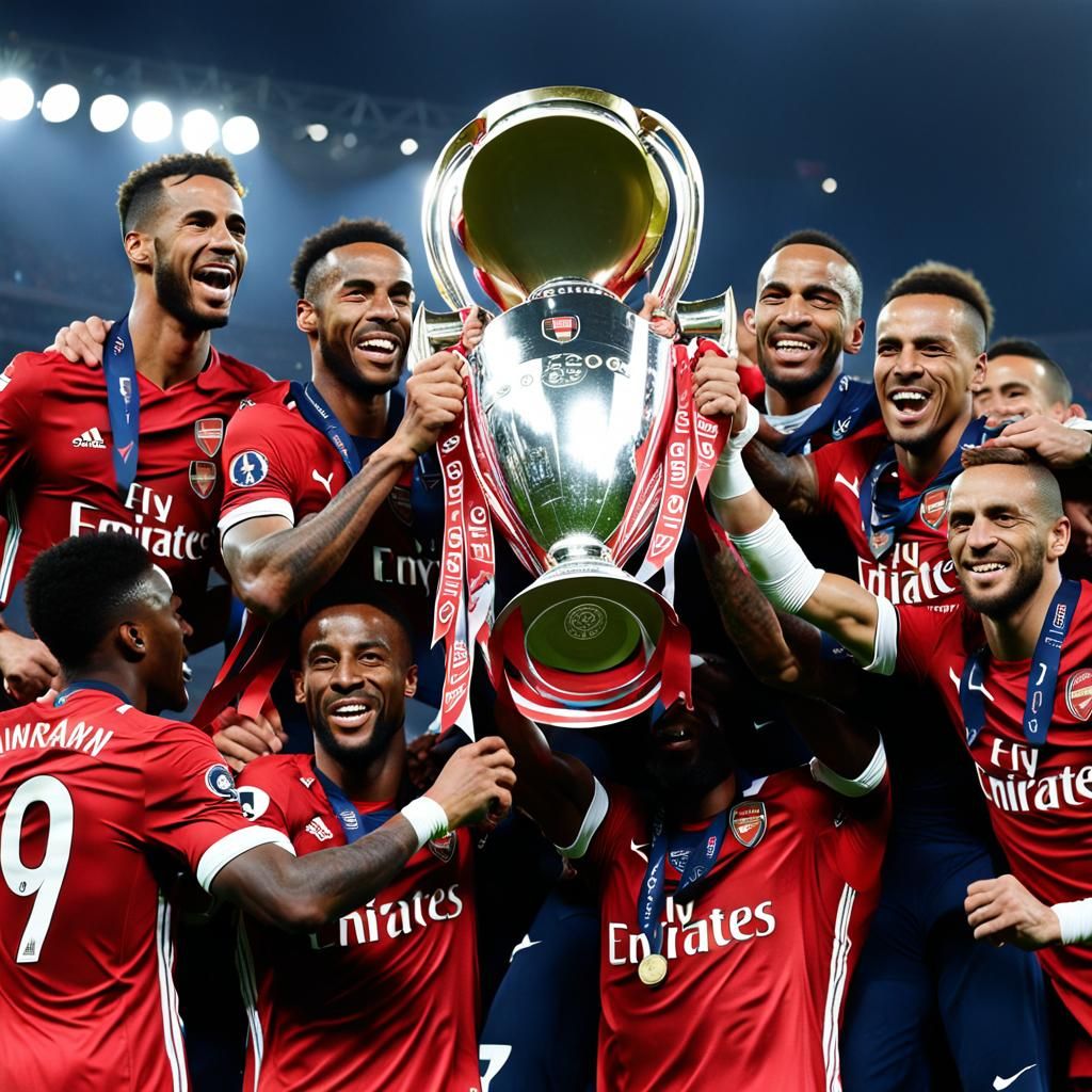 Arsenal Players Celebrate Champions League Win