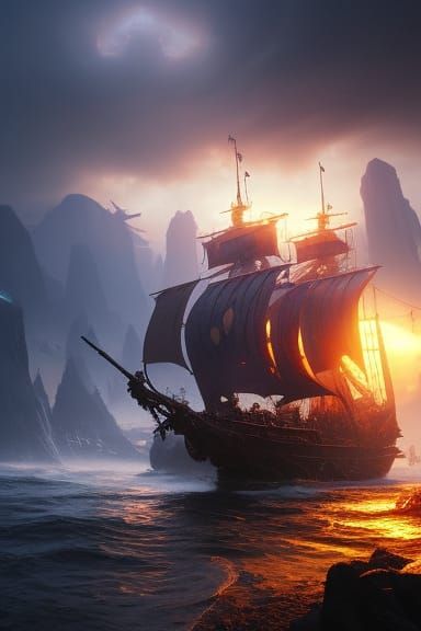 Sinister Pirate Skull in Hyperdetailed Concept Art