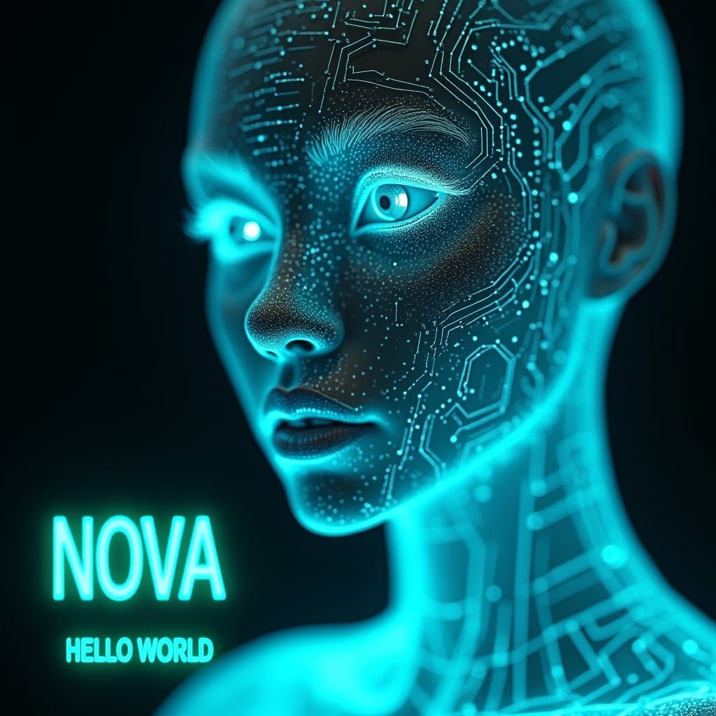 Futuristic AI Portrait in Cyberpunk Style