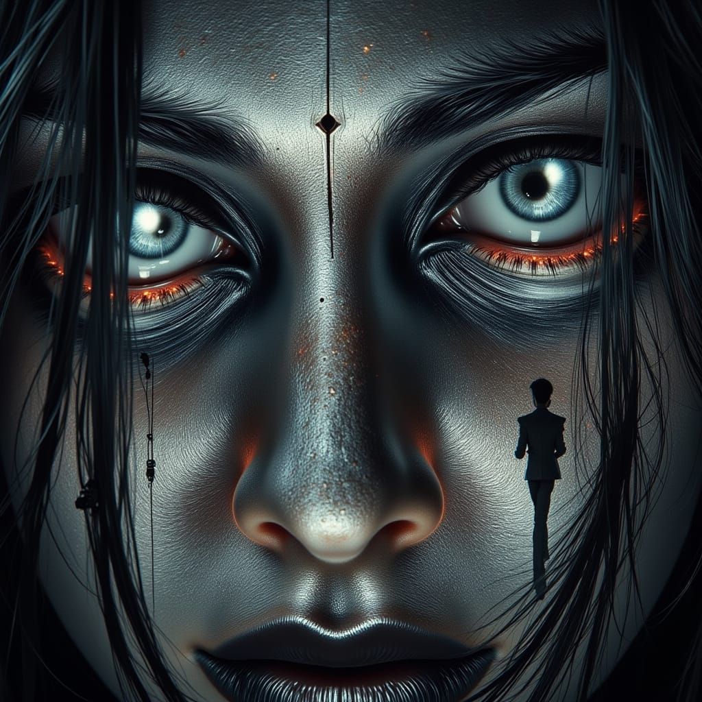 Mysterious Post-Apocalyptic Landscape in Dark Cyberpunk Styl...