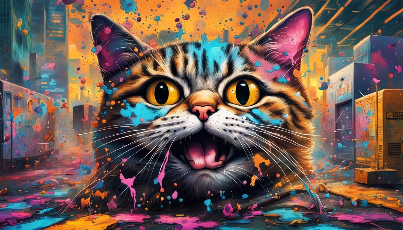 Psychedelic Hacker Terminal Background in Graffiti Art Style