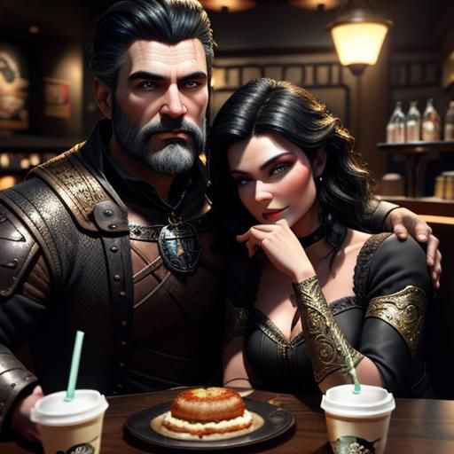 Disney Snow White and Tai Lung at Starbucks