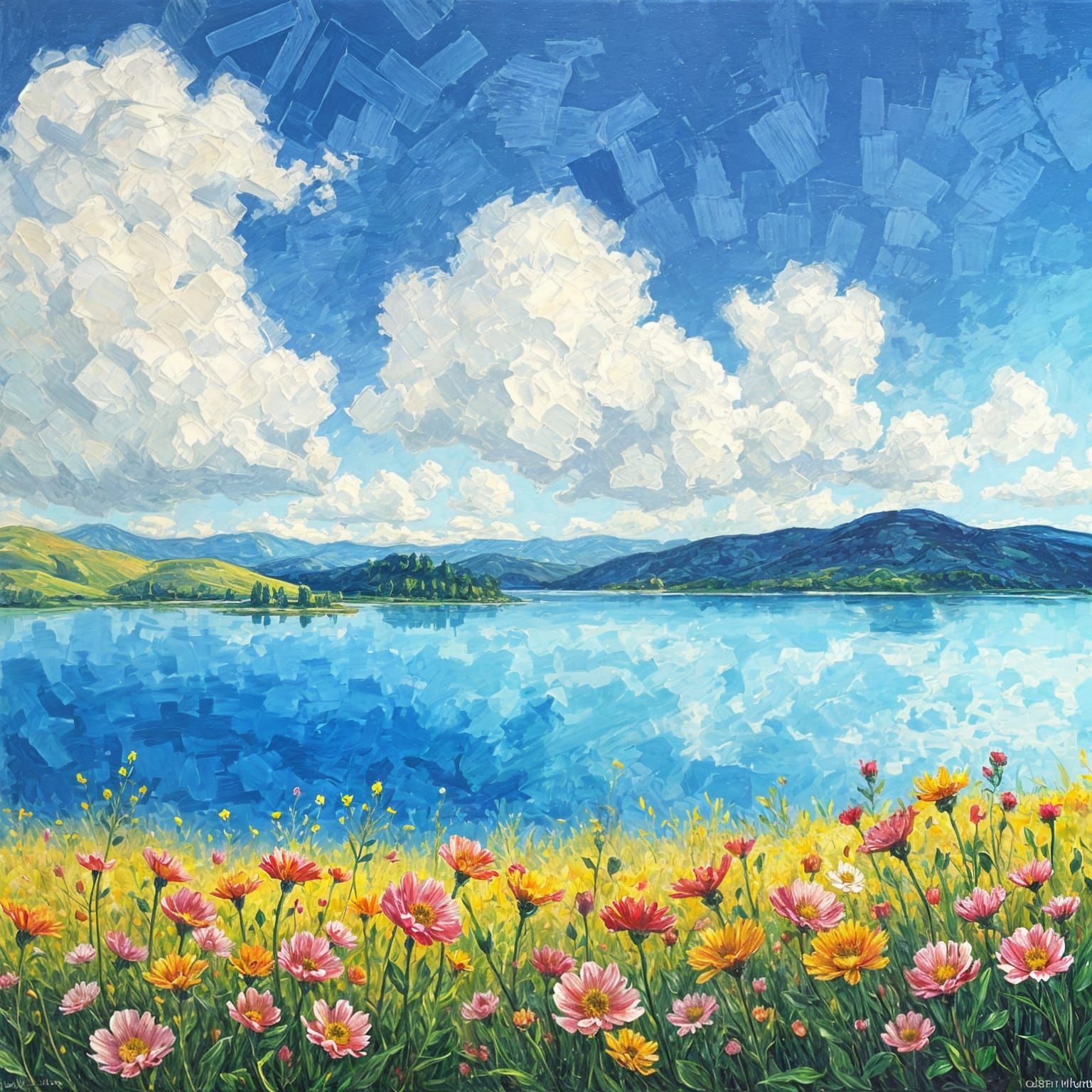 Impressionist Lake Scene after Monet