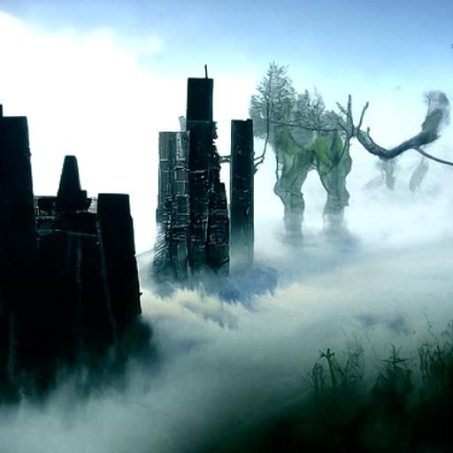 Monsters Emerge From Mist: Detailed Matte Painting