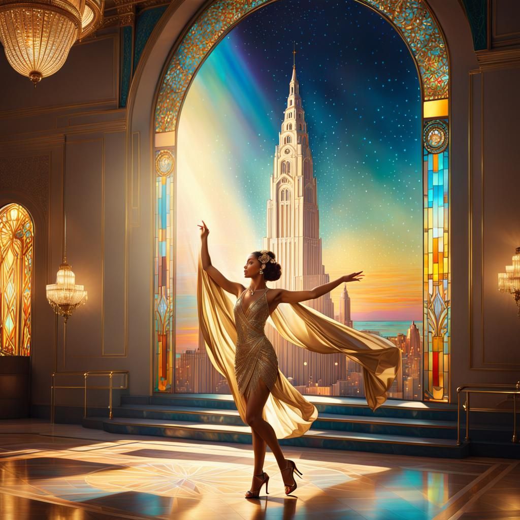Art Deco Charleston Dancer in Lavish Ballroom