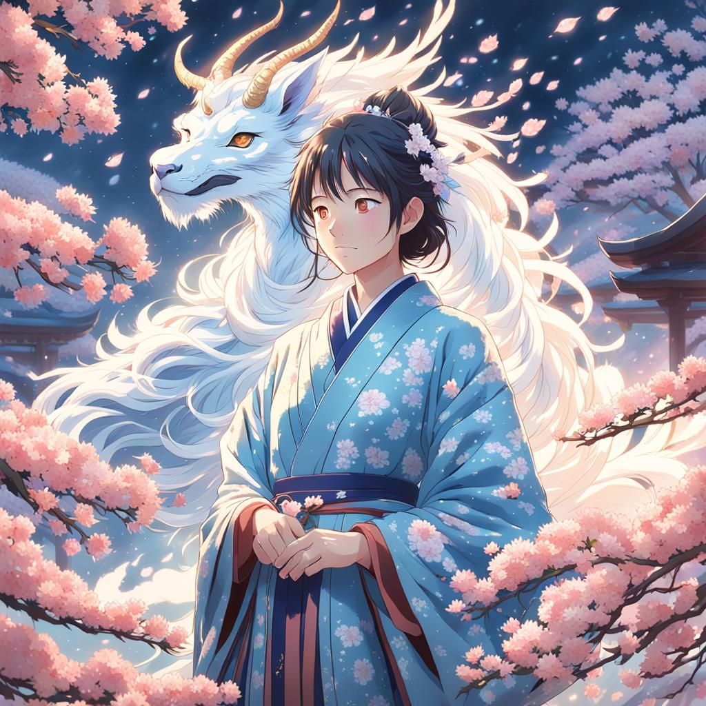 Female Qilin Sensei Weaving Horn Magic in Anime Style
