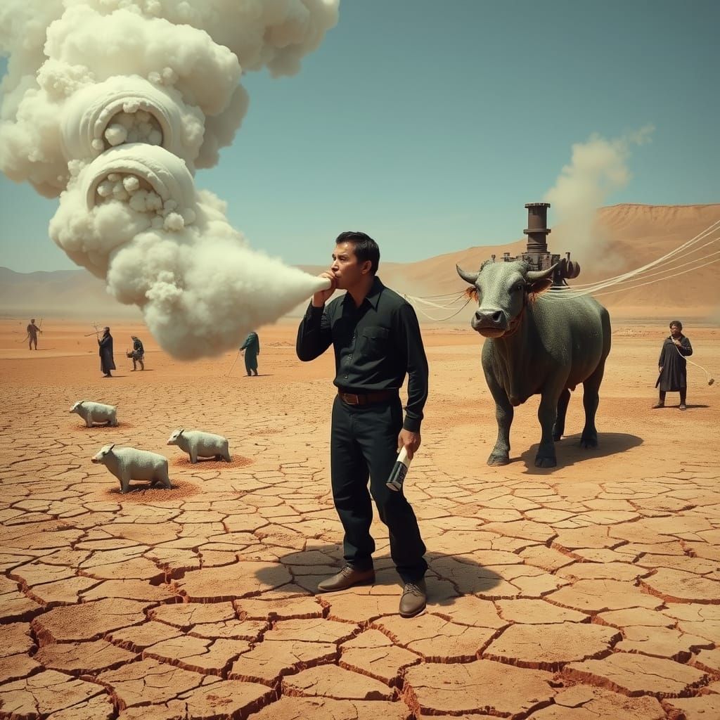 Surreal Scene of Air Pollution and Industrial Decay in a Hau...