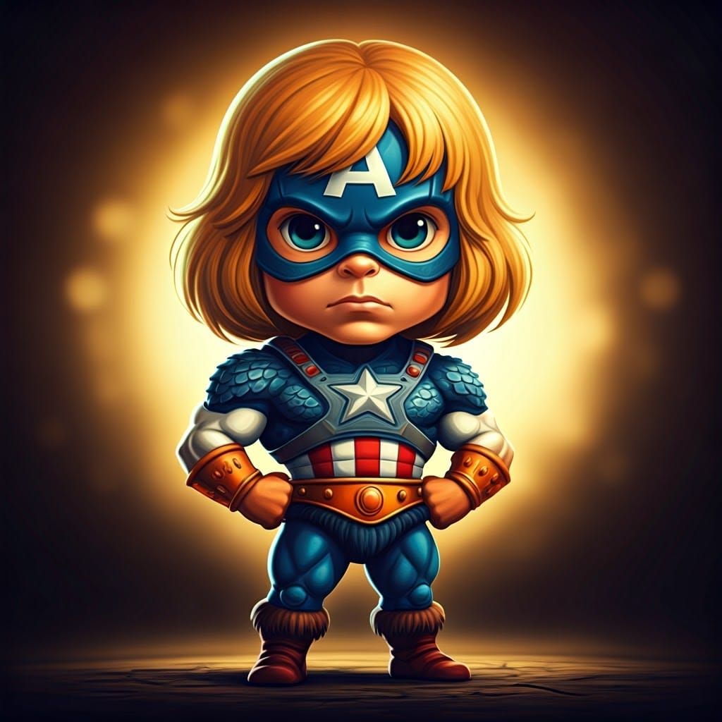 Heroic Chibi Hybrid of He-Man and Captain America