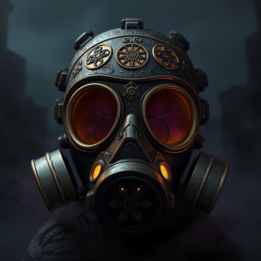 Hyper-Realistic Gas Mask in Dark Fantasy Style