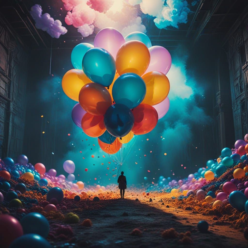 Vibrant Balloon Metropolis in Cinematic Glory