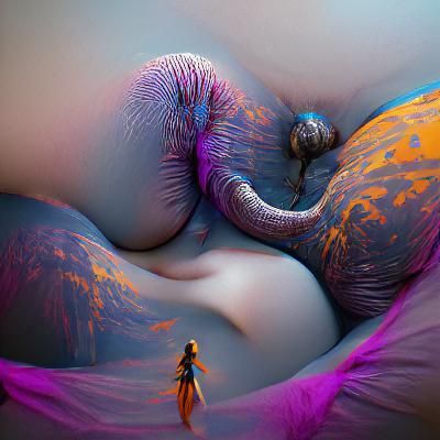 Surreal Entropy: Woman and Hourglass in Detailed Matte Paint...
