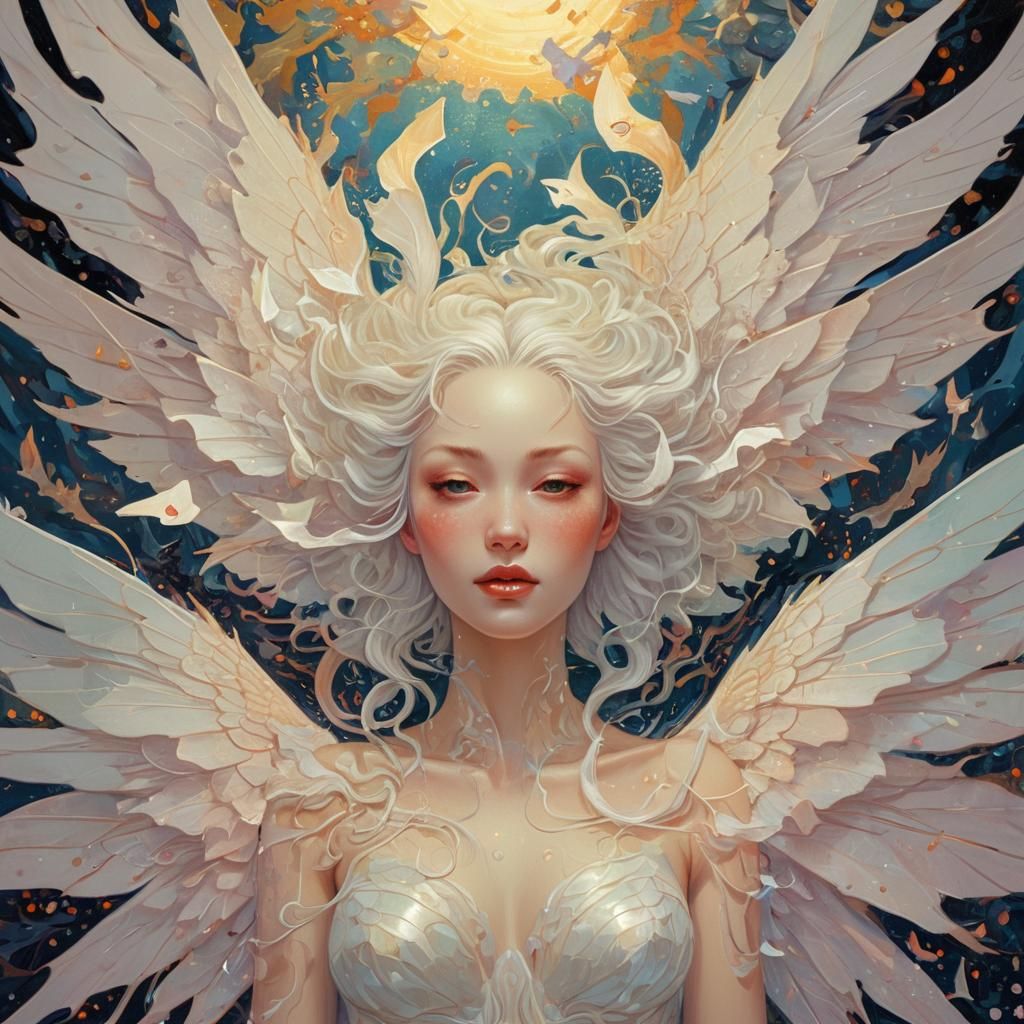 Goddess with Bats: Surreal Oil Painting