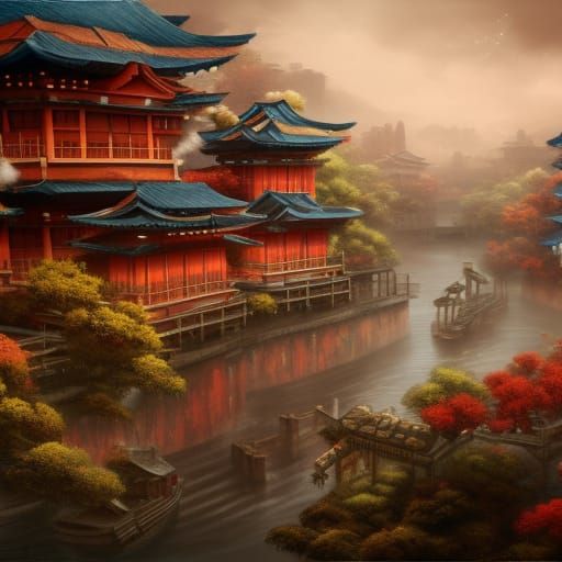 Fantastical Geisha District: Digital Art on Artstation