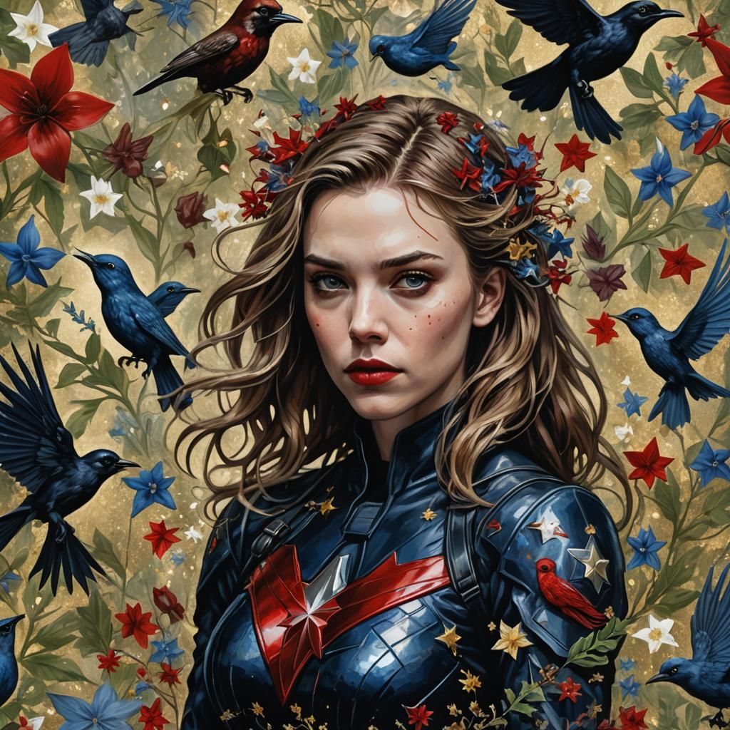 Vampire Forest Portrait in Alebrije Encaustic Style