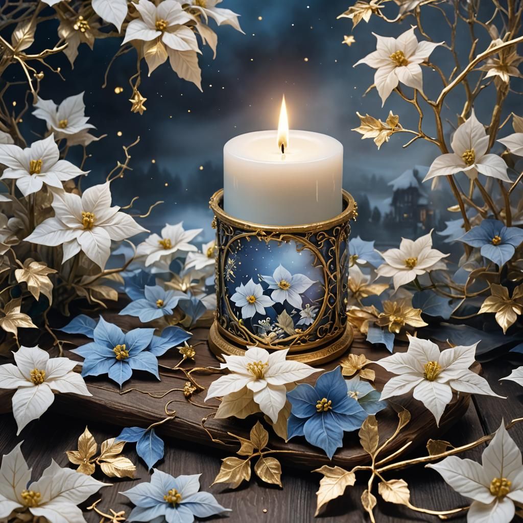 Enchanted Winter Landscape with Golden Accents