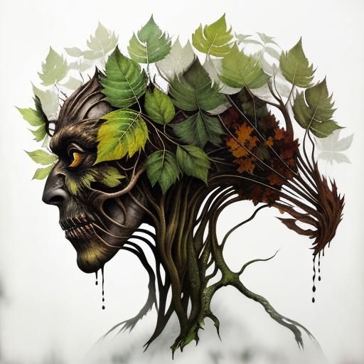 Surreal Creature in Dystopian Cityscape: Double Exposure Pho...