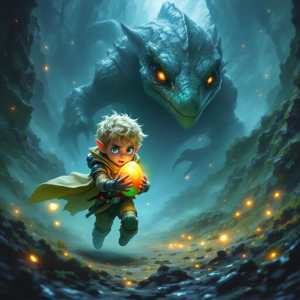 Cyberpunk Elf in Hypermaximalist Style