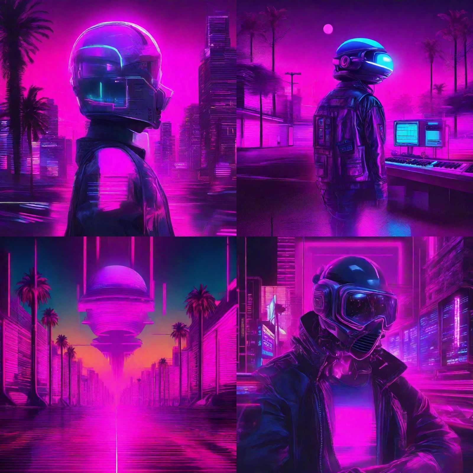 Sinister Hallucination in Retro Synthwave Neon Style