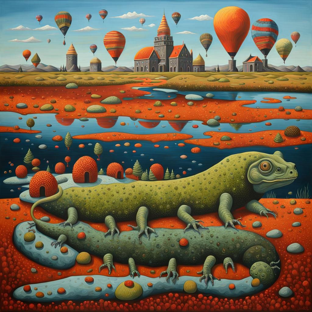 Surreal Oil Painting with Split Complementary Colors