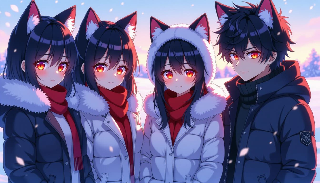 Anime Dog People in a Snow Desert