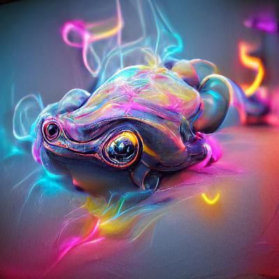 Neon Toad with Pastel Swirls in 8K 3D