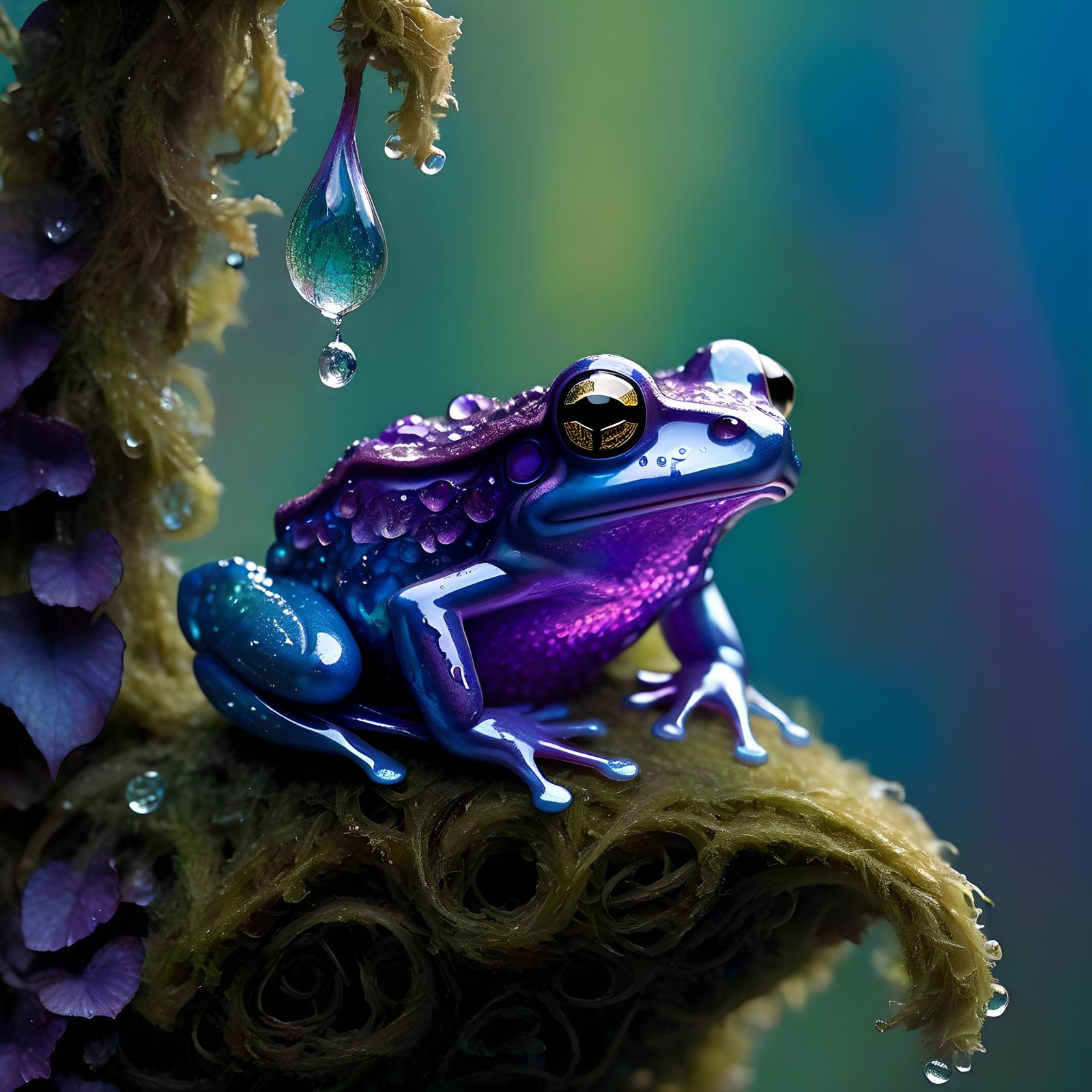 Ethereal Frog Illustration in Mystical Rainforest