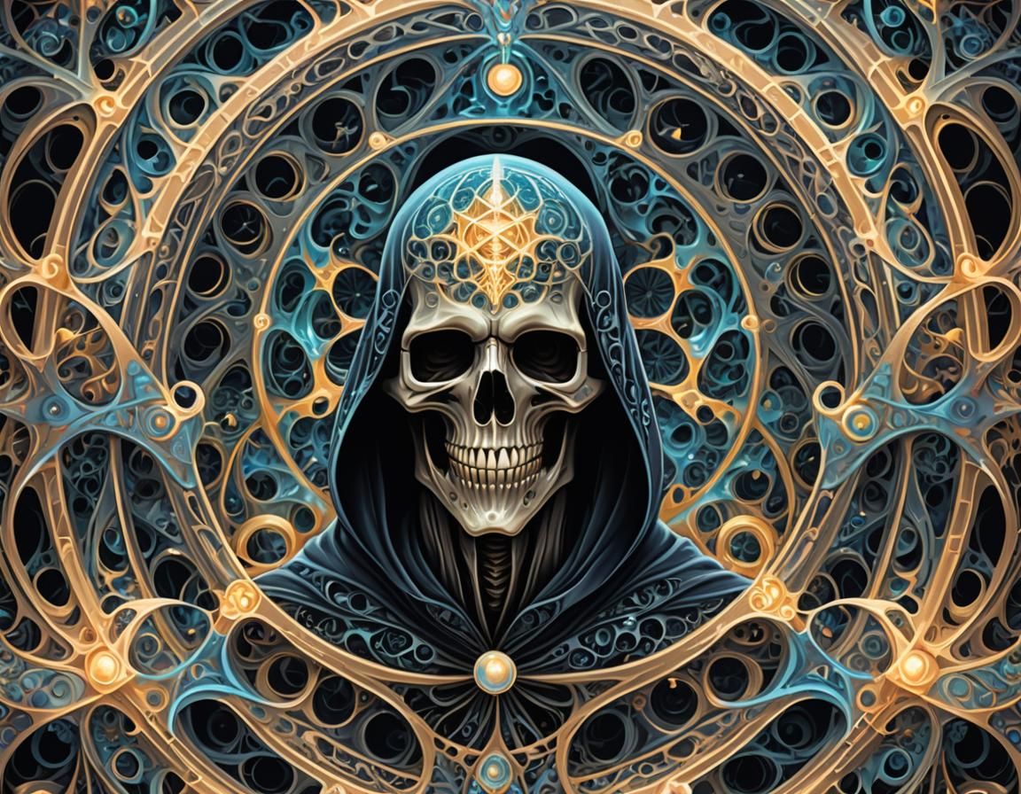 Abstract Fractal Grim Reaper Guiding Souls