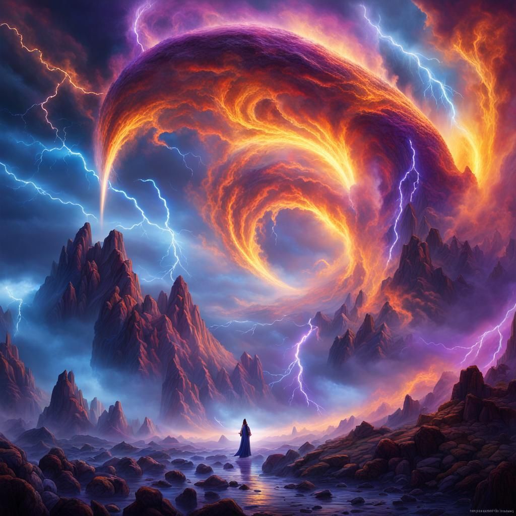 Hallucination of Giant Spirits Performing Ritual in Hyperspa...