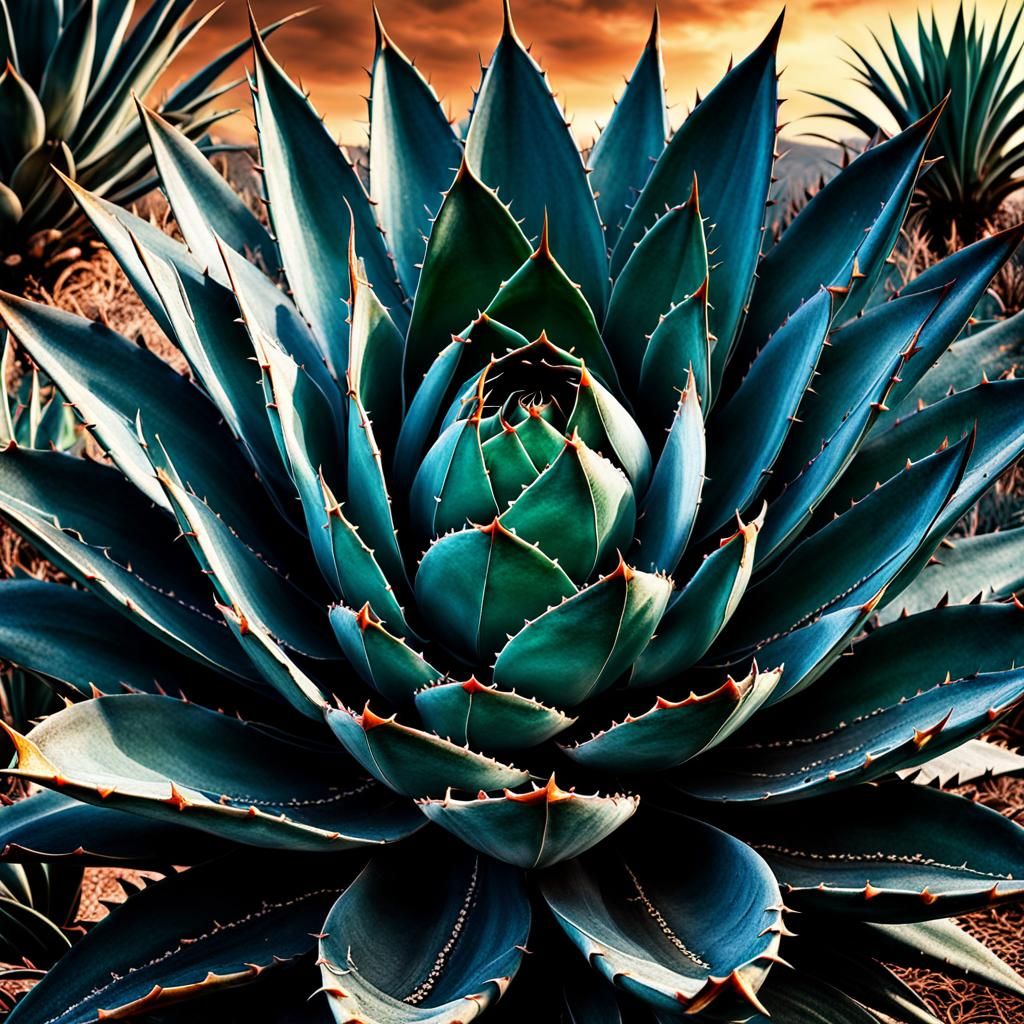 Hyperrealistic Agave Plant in Vivid Colors