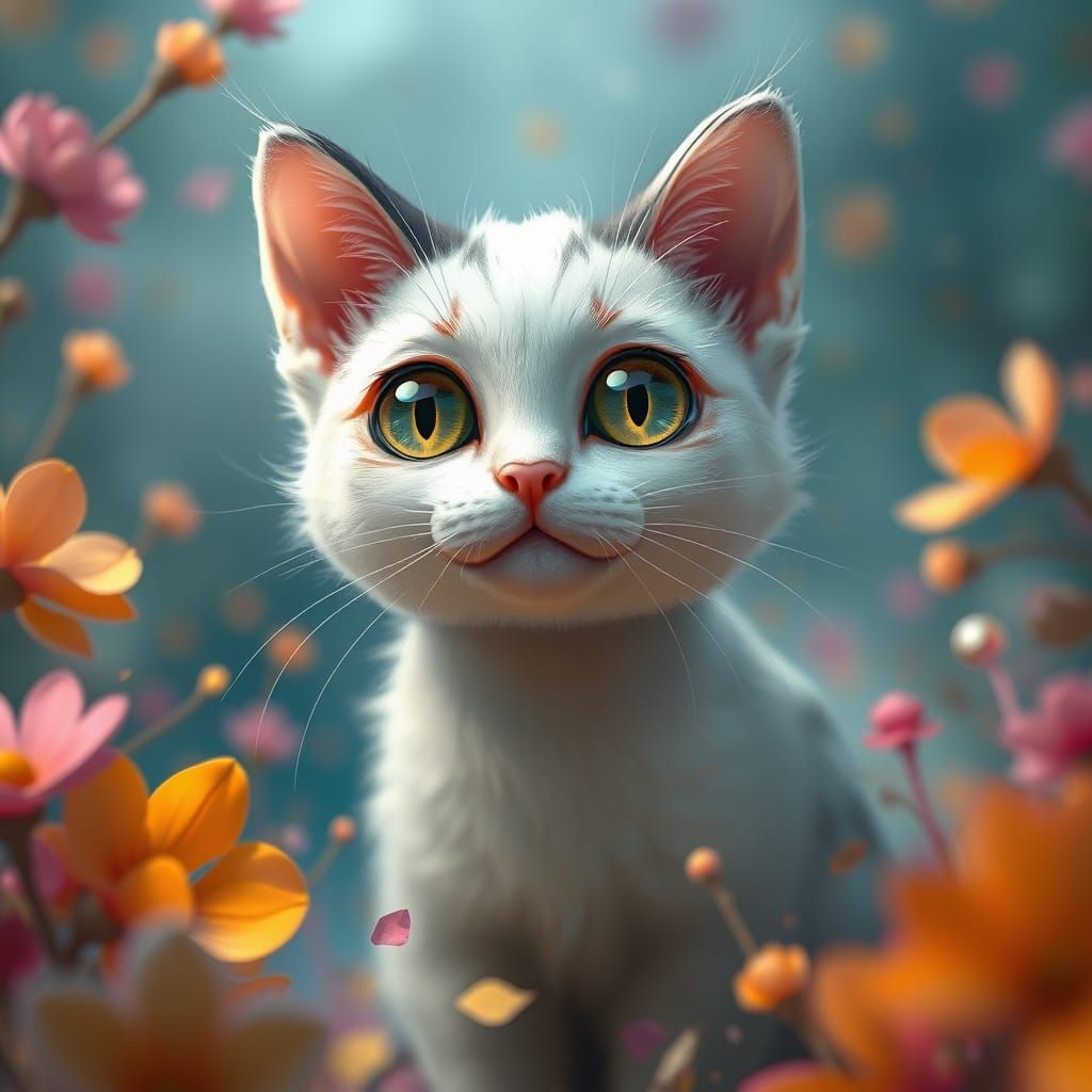 Charming Cat Portrait in Detailed Matte Painting Style