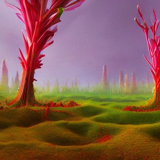 Rhubarb Zerg Creep in Hyperrealistic 3D Illustration