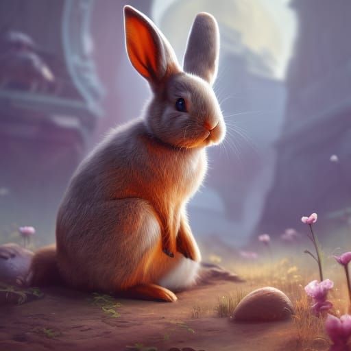 Cute Bunny in Detailed Matte Painting