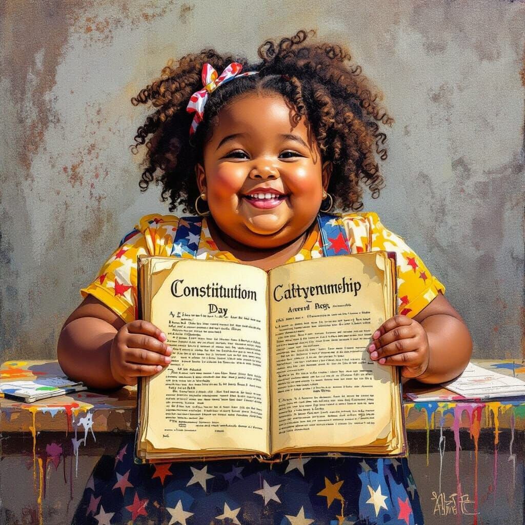 Girl Studying Constitution on Citizenship Day