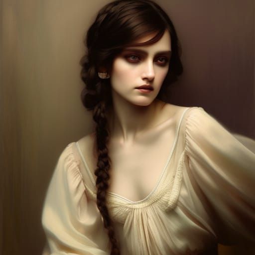 Ethereal Brothel Portrait in Oil Painting Style