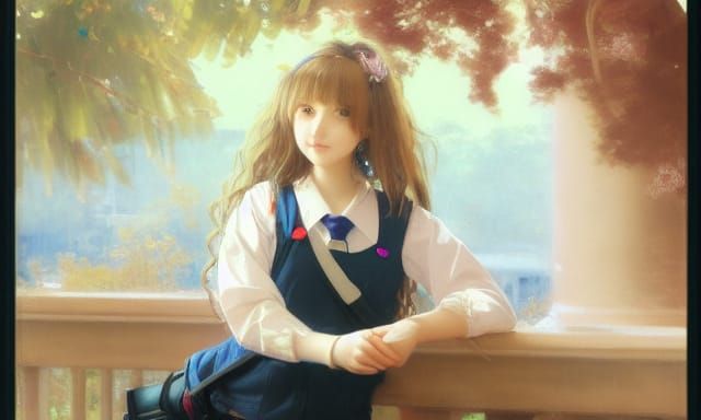 Anime Girl in Uniform, Pino Daeni Cel-Shaded Style