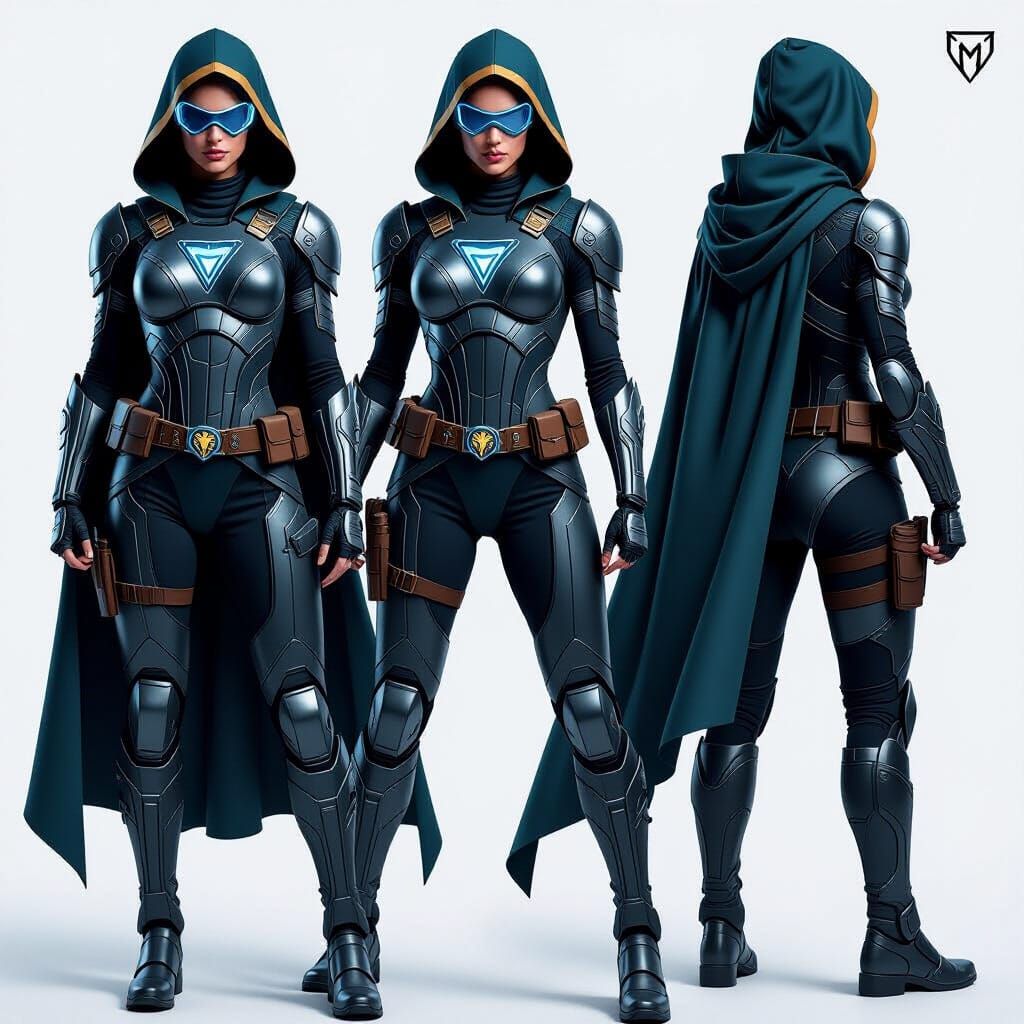 Female Superhero Outfit Design With Tactical Armor And Coutu...