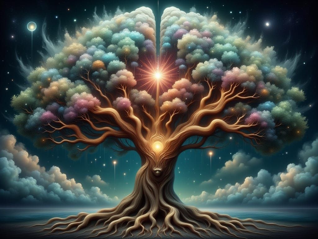 Glowing Cosmic Tree of Life Entity