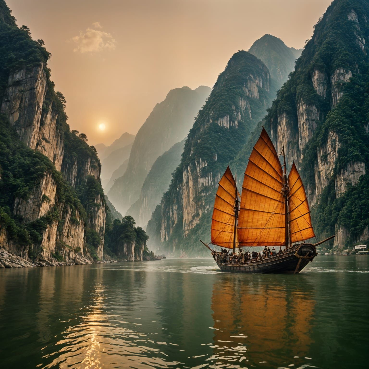 Elegant Antique Chinese Cinema Scene