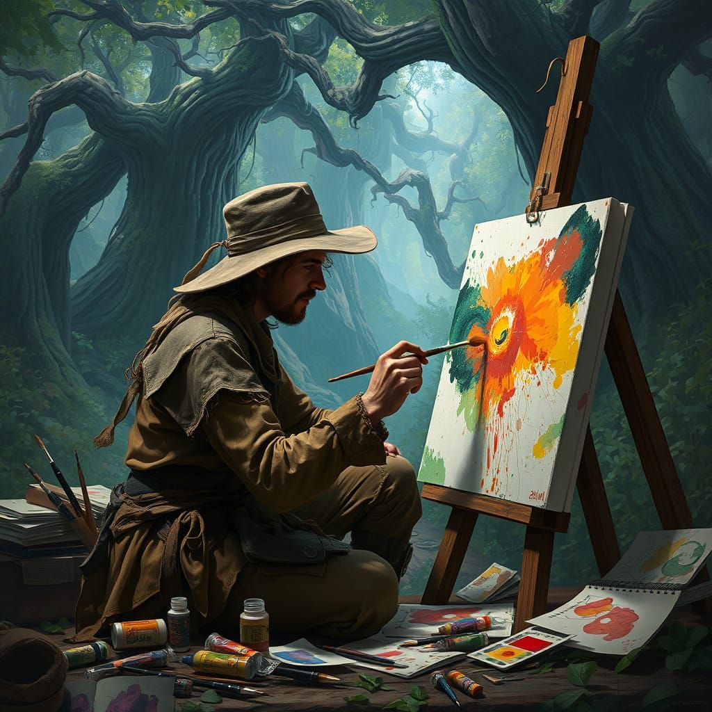 Fantasy Artist in Mystical Dreamlike Environment