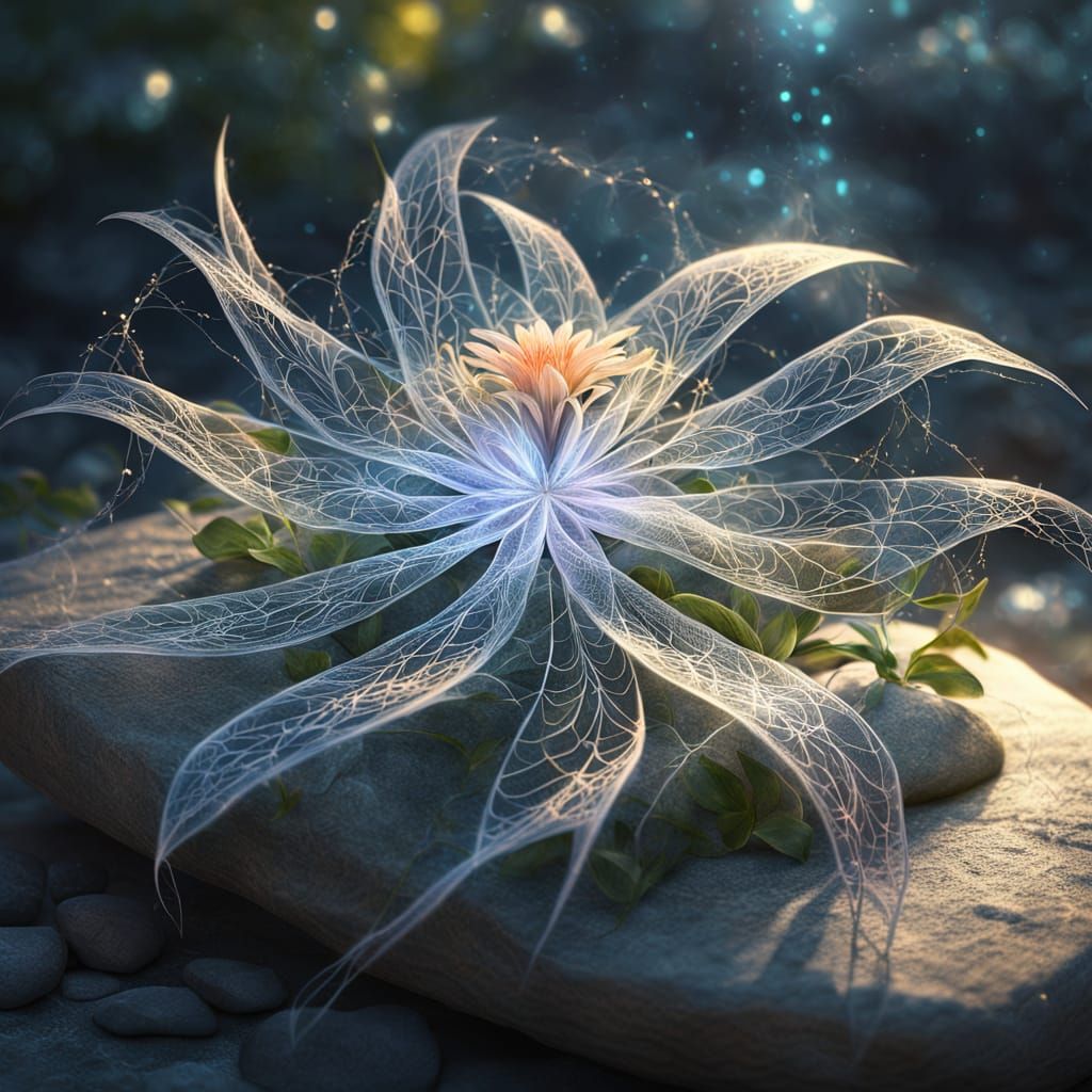 Intricate Spider Web Flower with Ethereal Glow