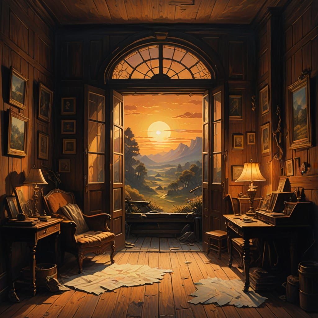 Fantasy World Illuminated by Golden Hour