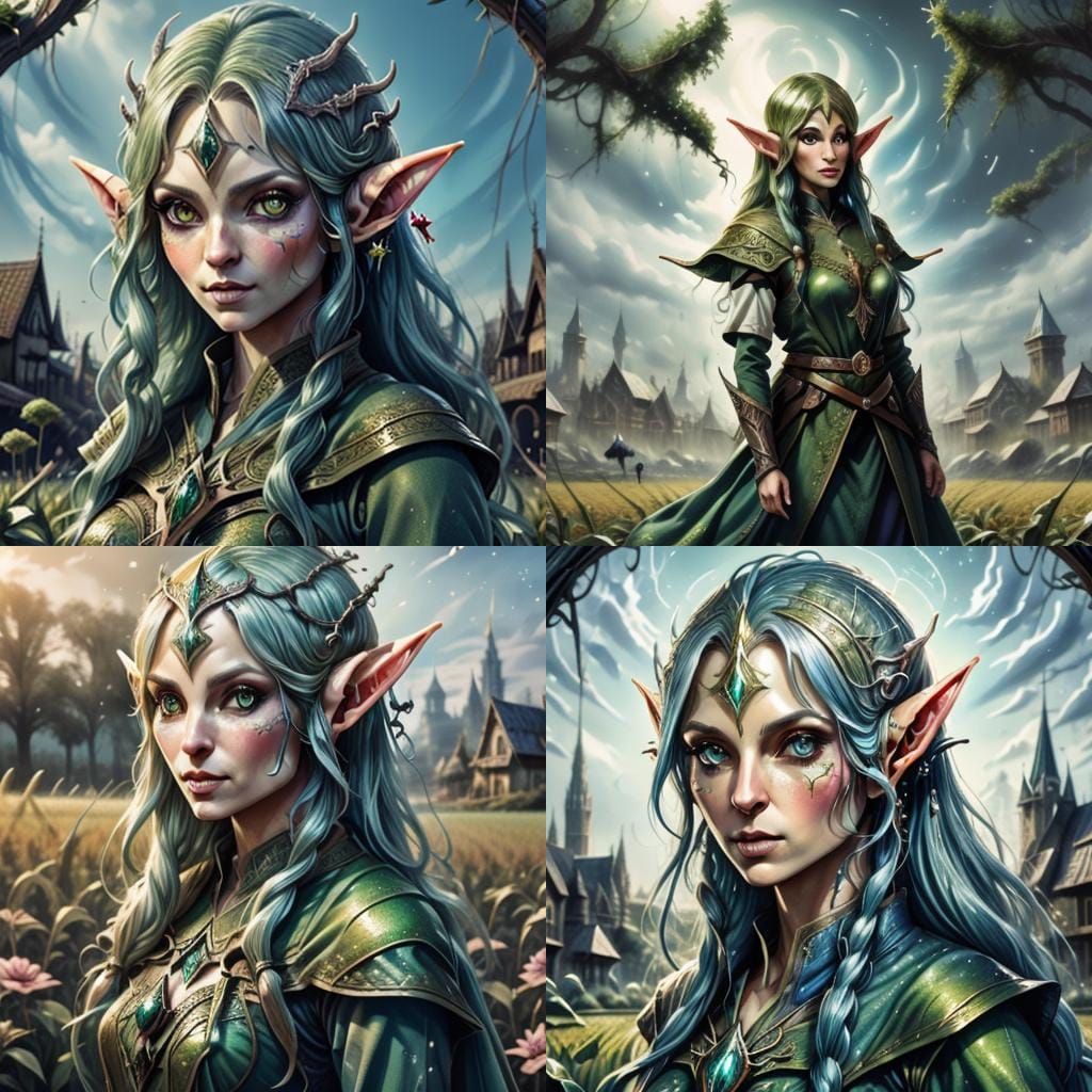 Elven Peasant Working in a Magical Field