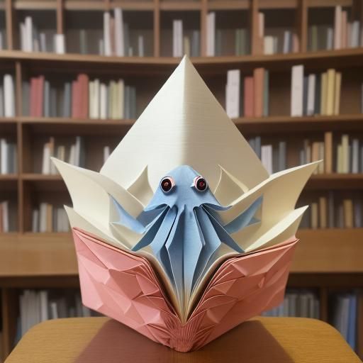 Origami Octopus Reads in Bookstore