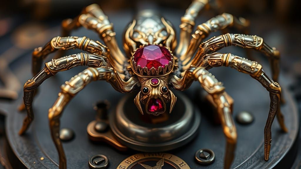 Golden Steampunk Spider