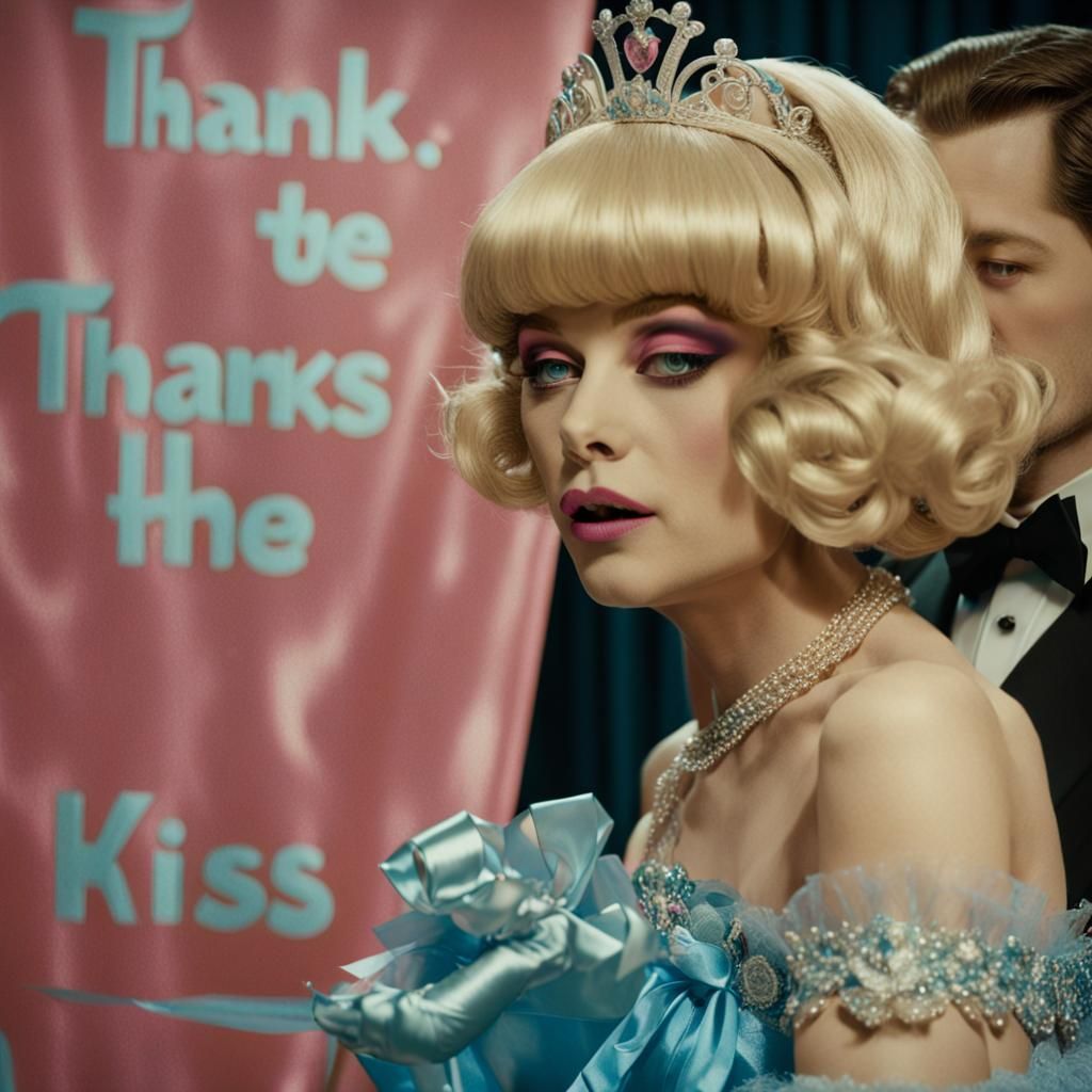 Elegant Young Man in Pastel Hued Ballgown with Soft Focus