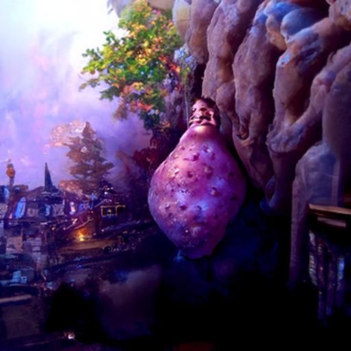Ethereal Potato in Misty Fantasy Landscape