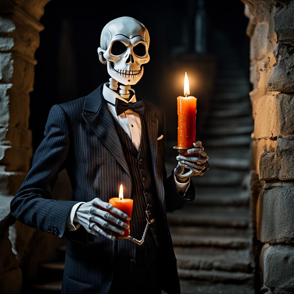 Jack Skellington Portrait with Candle in Castle