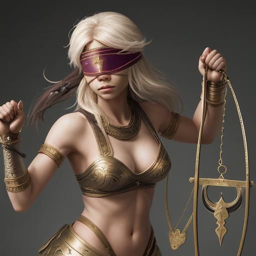 Libra: Blindfolded Warrior Holding Scales