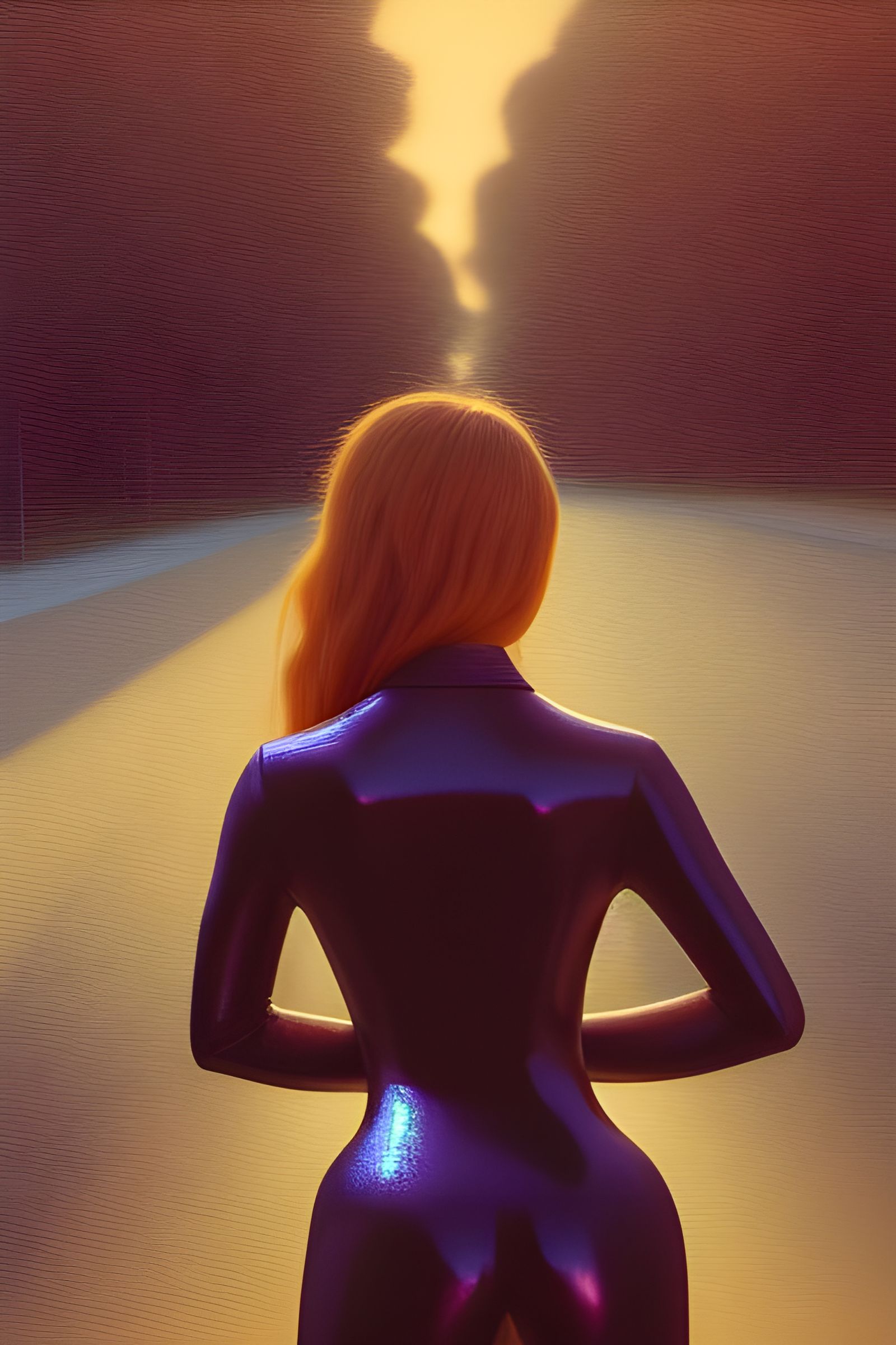 Woman in Shiny Bodysuit, Tonalism-Style Photograph