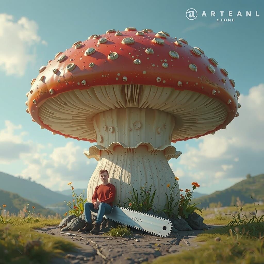 Giant Saw-Cut Mushroom Big Enough for a Person